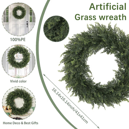 Artificial Cedar Wreath Evergreen Home Decor 30cm