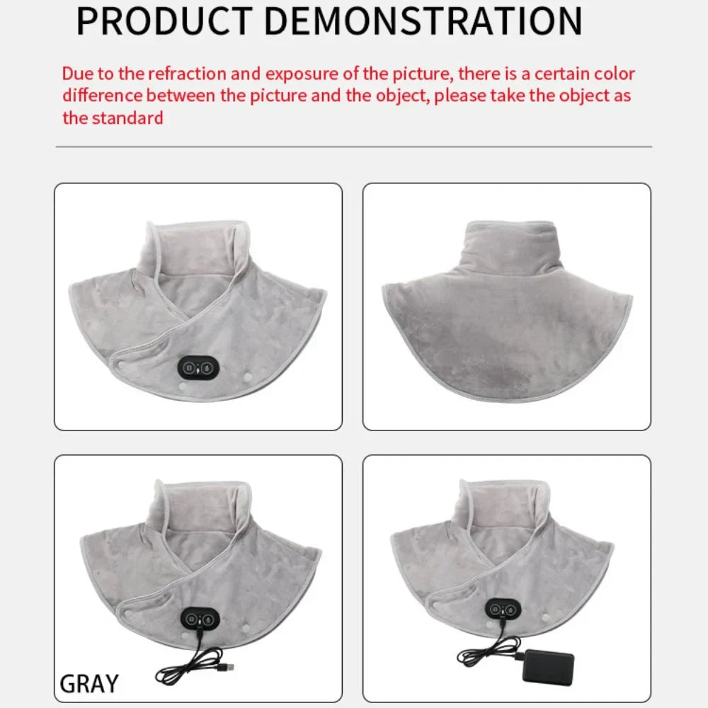 Cozy Heated Massage Pillow with USB Vibration Therapy