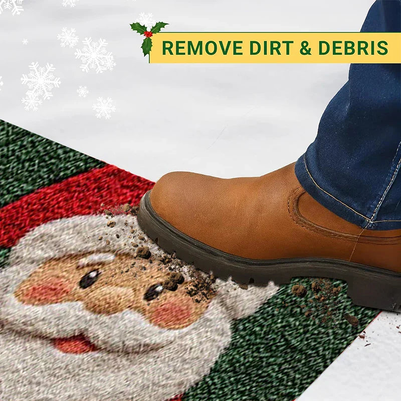 Holiday Cheer Christmas Doormat Santa Gingerbread Design