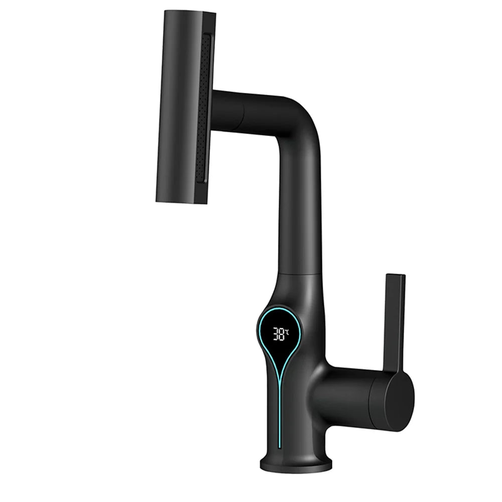 Modern Faucet with LED Temp Display and Spray Nozzle