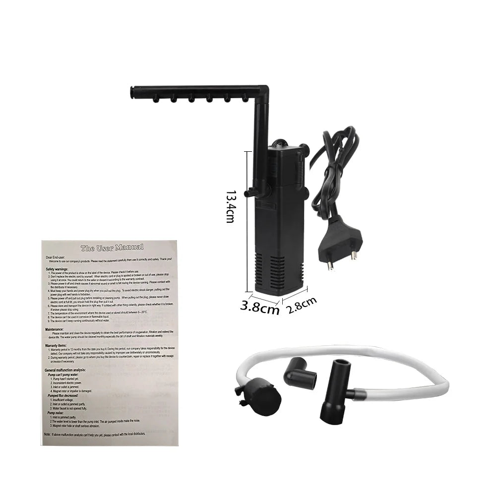 Compact Aquarium Water Pump with Filter & Aerator - Yeezlab