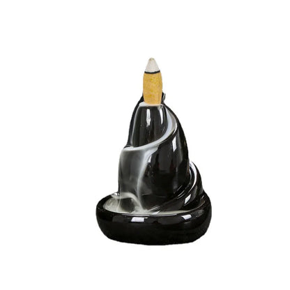 Dark Grey Ceramic Waterfall Incense Burner