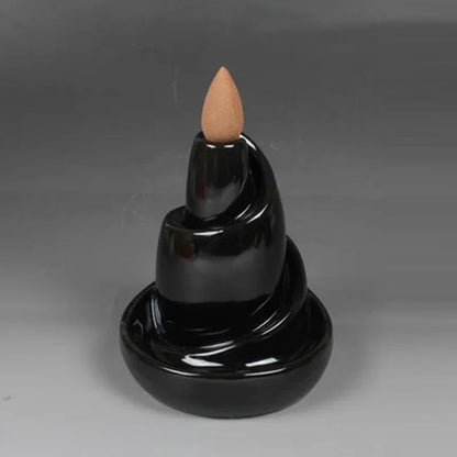Dark Grey Ceramic Waterfall Incense Burner