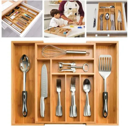 Eco Friendly Bamboo Kitchen Tray Organizer