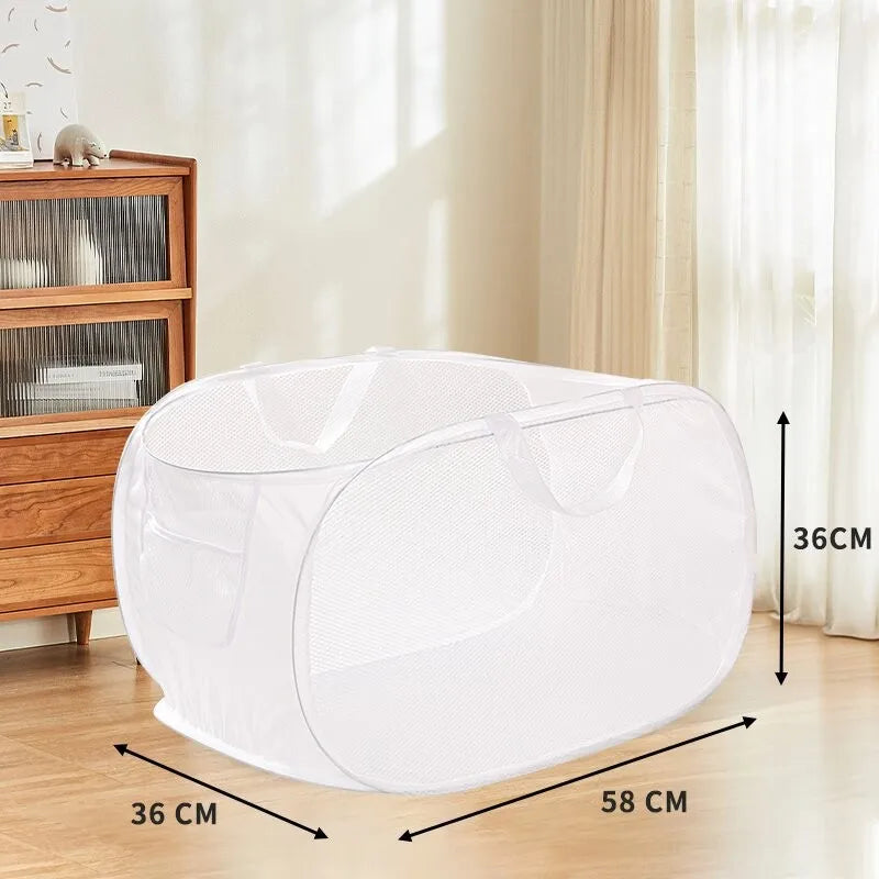 Collapsible Laundry Hamper with Pocket and Sturdy Frame