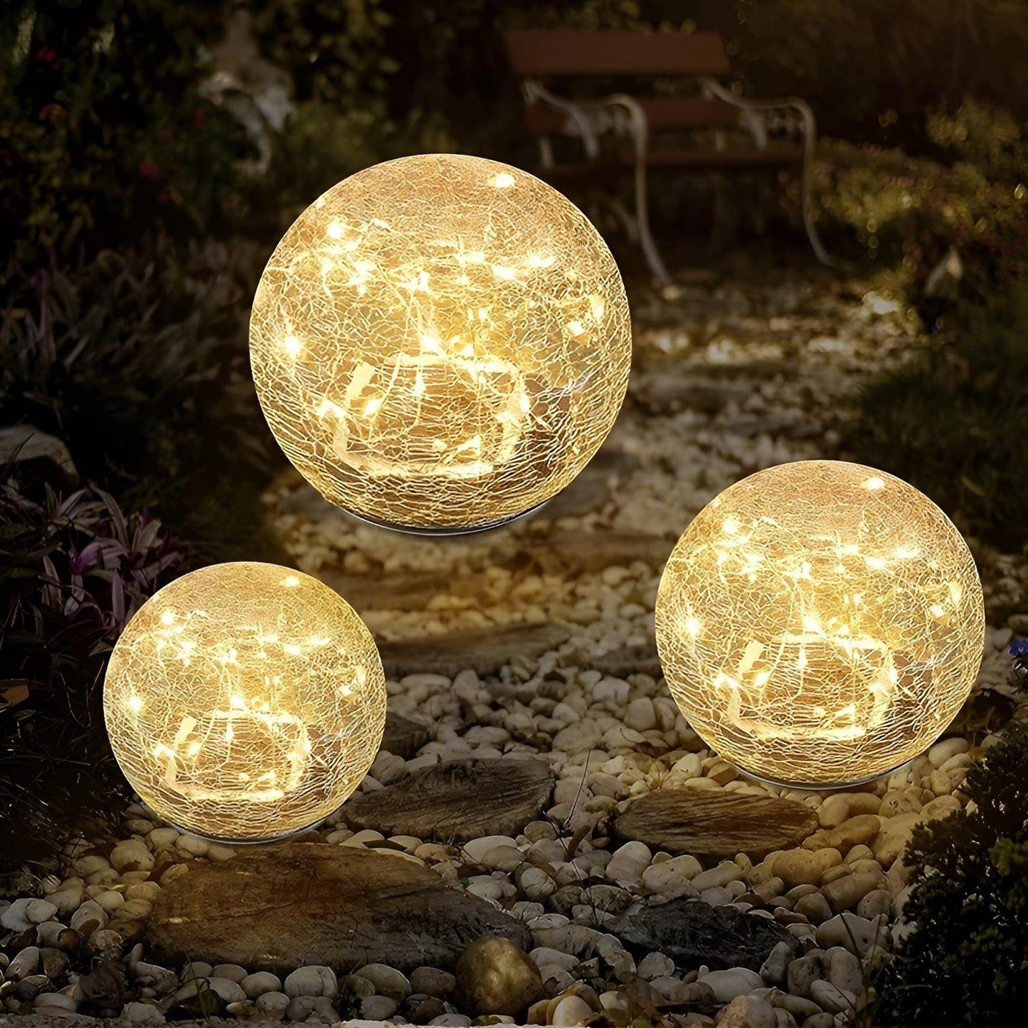 Solar Powered Garden Lamp Warm White LED Waterproof