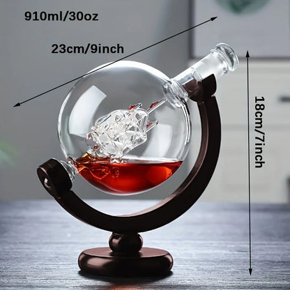 Unique Glass Globe Liquor Decanter Set