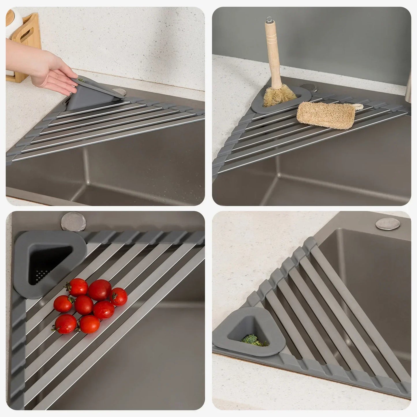 Space Saving Kitchen Sink Shelf with Drain Rack