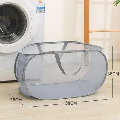 Collapsible Laundry Hamper with Pocket and Sturdy Frame