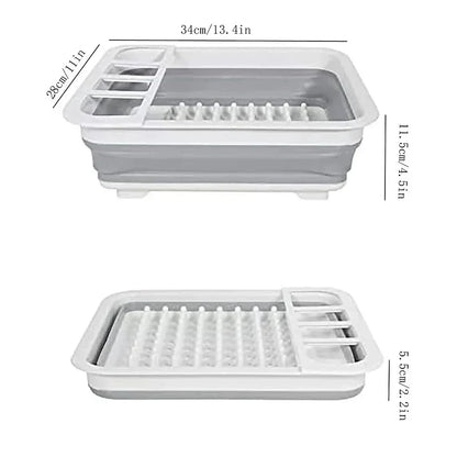 Compact Folding Dish Rack with Drain Tray - Yeezlab