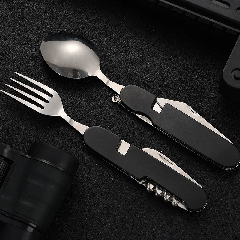 Portable 4-in-1 Stainless Steel Camping Utensil Set