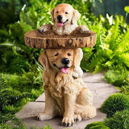 Cute Dog Garden Bird Bath Outdoor Statue