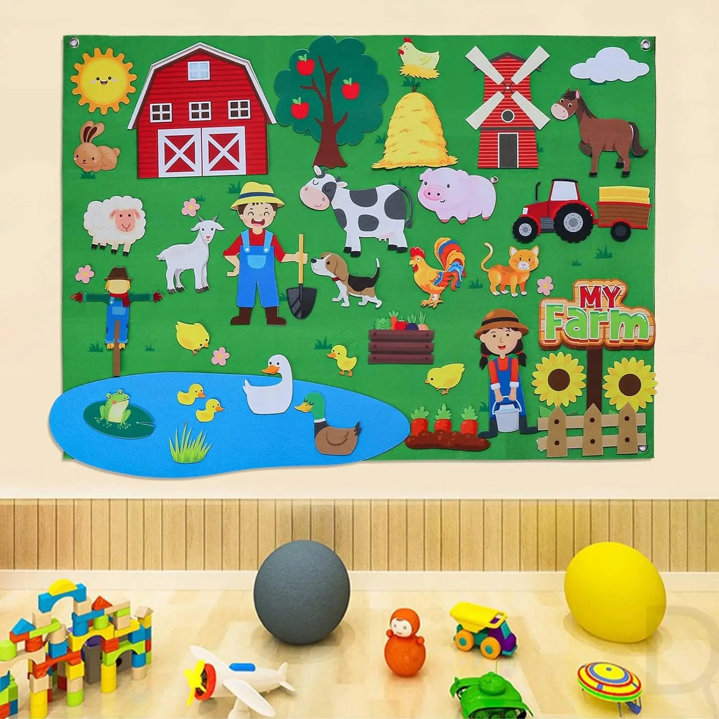 Educational Farm Animal Play Felt Board Set