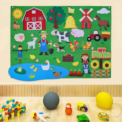Educational Farm Animal Play Felt Board Set