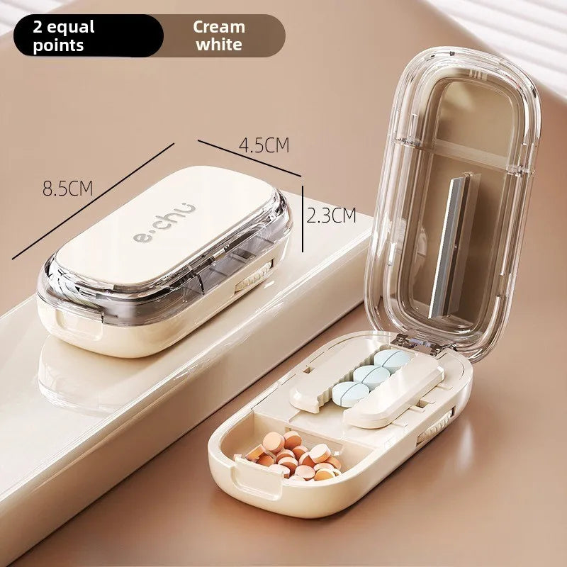 Portable Compact Pill Box Cutter Container