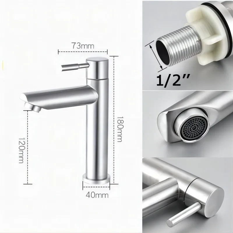 Modern Premium Stainless Steel Sink Faucet for Bathroom