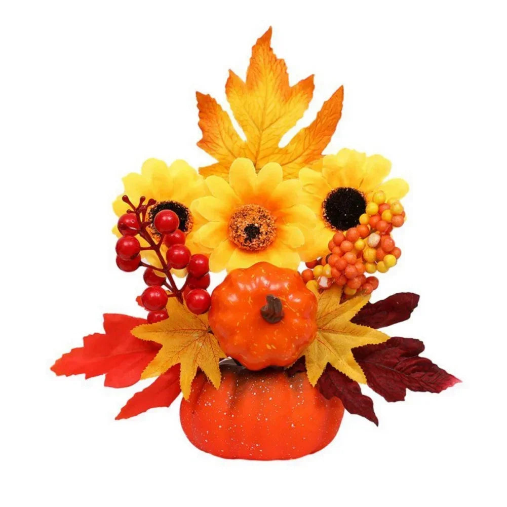 Fall Decorative Pumpkin with Silk Flowers