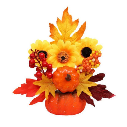 Fall Decorative Pumpkin with Silk Flowers