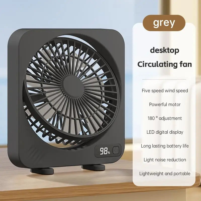 Compact USB Desk Fan with 5-Speed Digital Control - Yeezlab