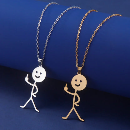 Fun Edgy Middle Finger Stick Figure Necklace