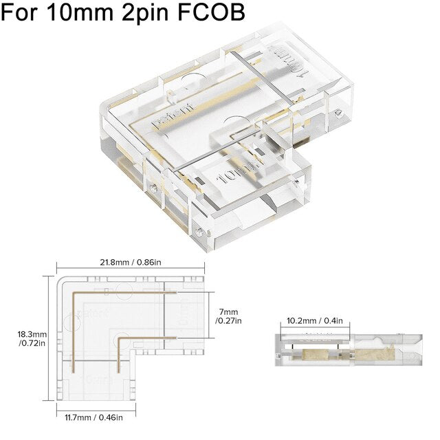 Clear L Shape LED Strip Light Connector