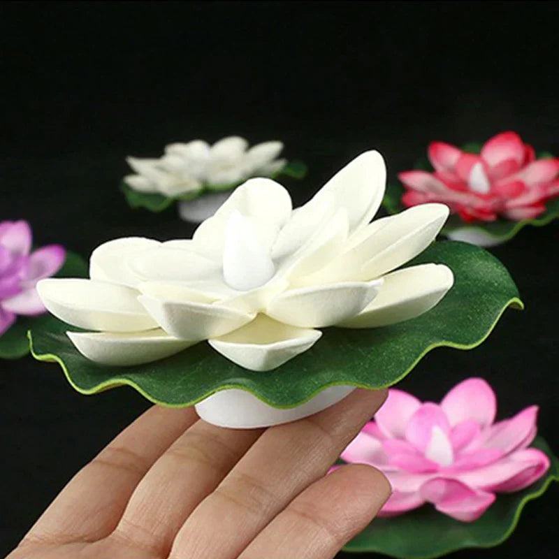 Floating Floral Pond Lamp with LED Sensor Light