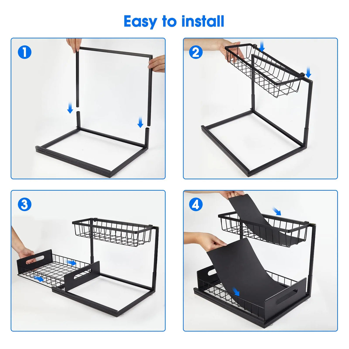 Space Saving 2 Tier Under Sink Storage Cabinet