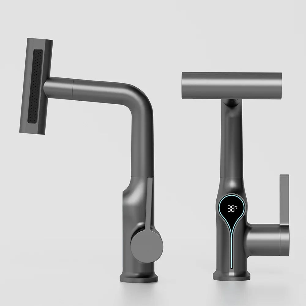 Modern Bathroom Faucet with Touch Display and Spray Nozzle