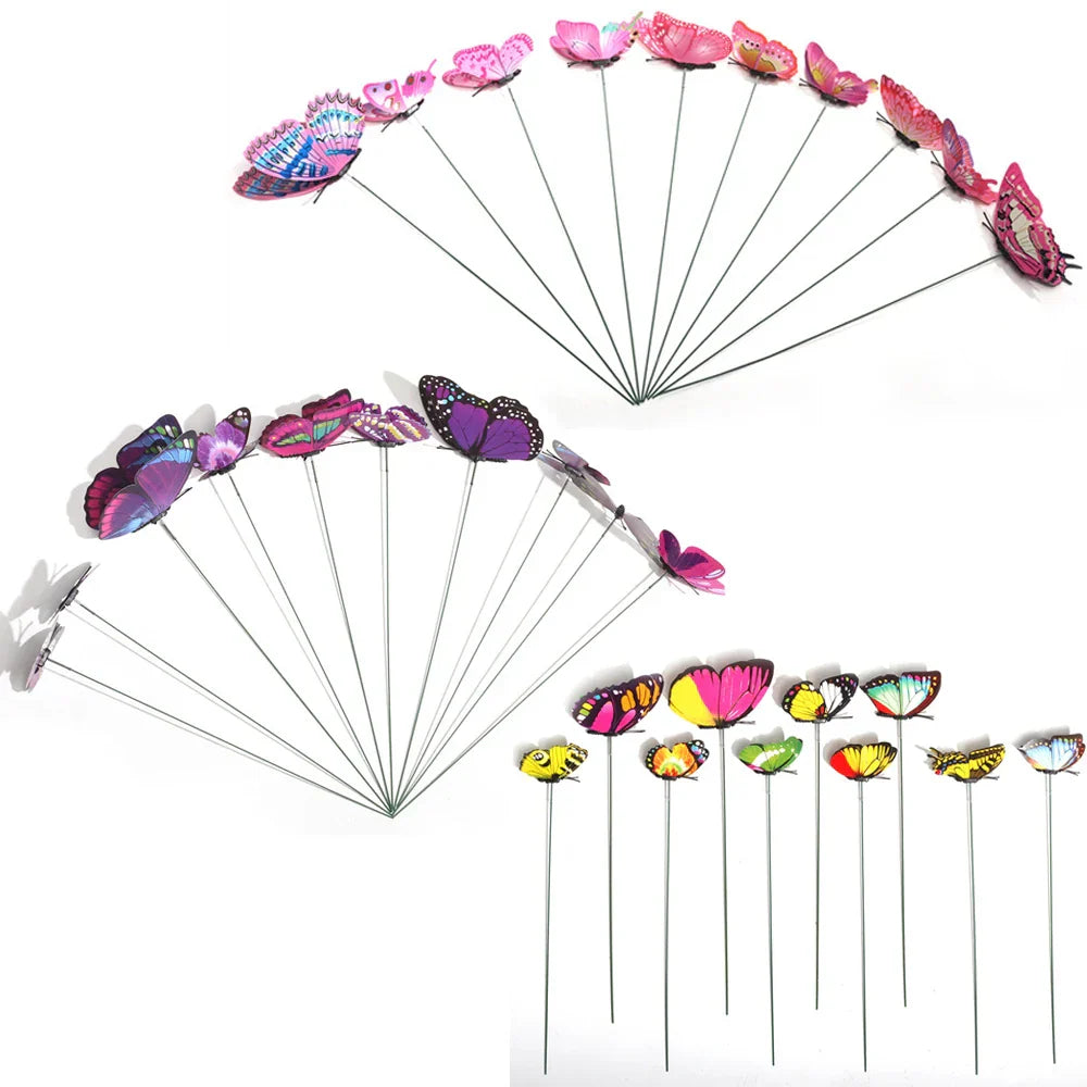Vibrant Outdoor Butterfly Garden Decor Set of 10