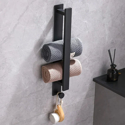 Stylish Wall Mounted Towel Holder in Silver and Black - Yeezlab