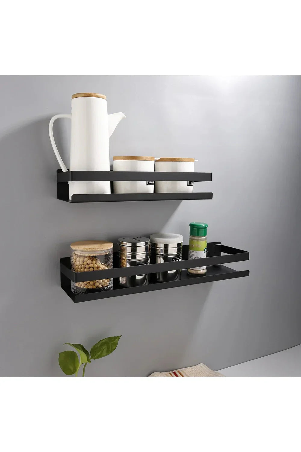 Sleek Wall Mounted Black Shelves