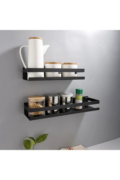Sleek Wall Mounted Black Shelves