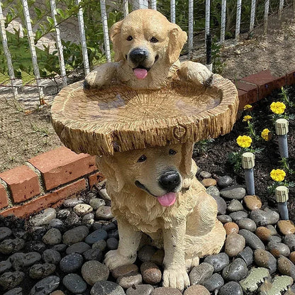 Cute Dog Garden Bird Bath Outdoor Statue