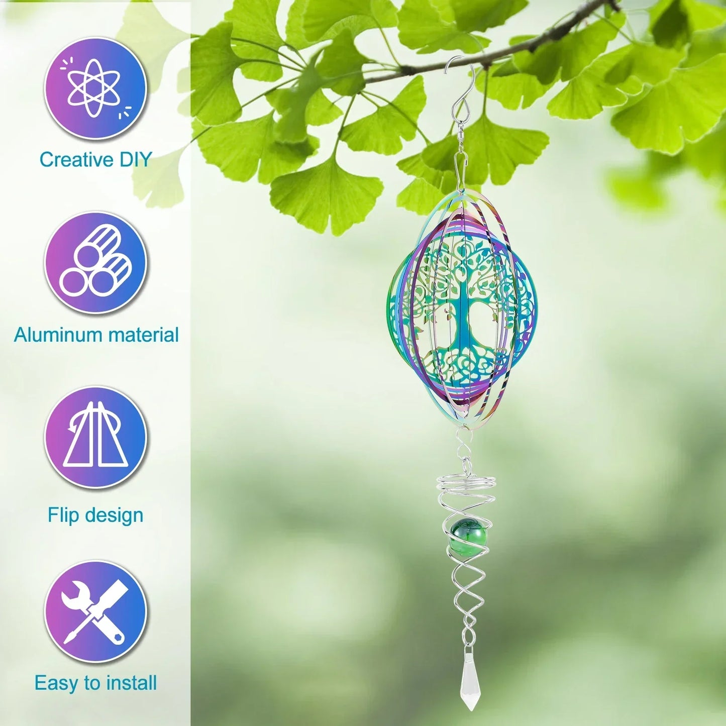 Metal Spiral Garden Wind Spinner Decoration