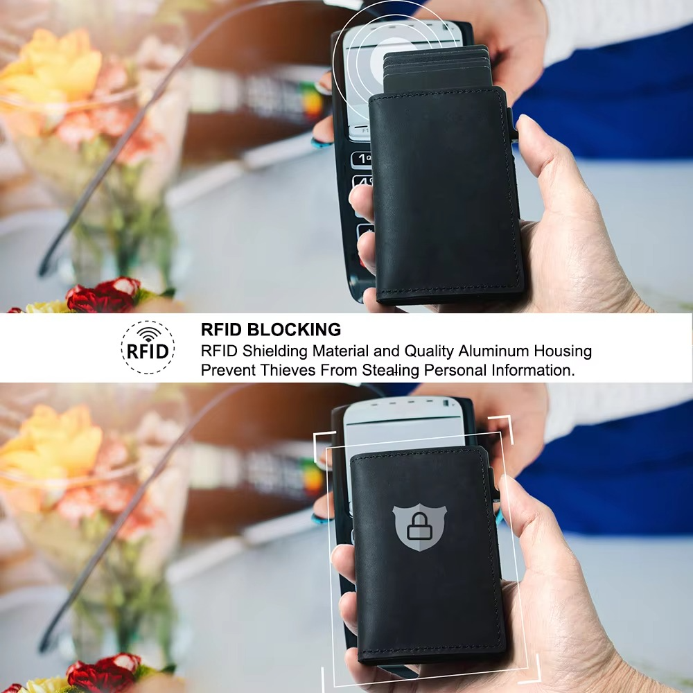 Slim RFID Leather Wallet with Card Slot & Tracker Pocket