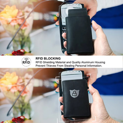 Slim RFID Leather Wallet with Card Slot & Tracker Pocket