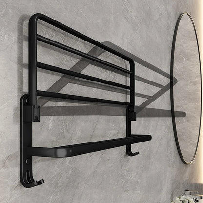 Compact Black Wall Mounted Bathroom Towel Rack