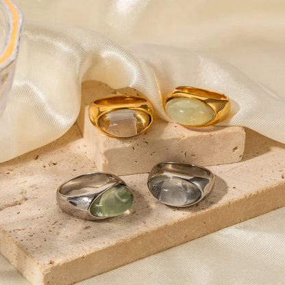 Bold Oval Gemstone Ring Set
