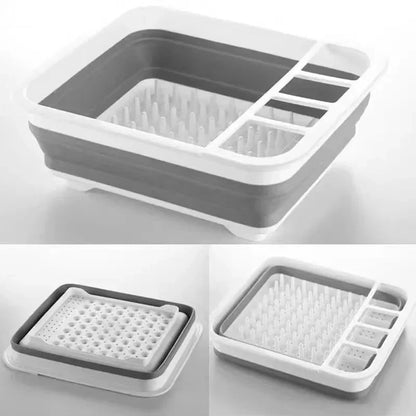 Compact Folding Dish Rack with Drain Tray