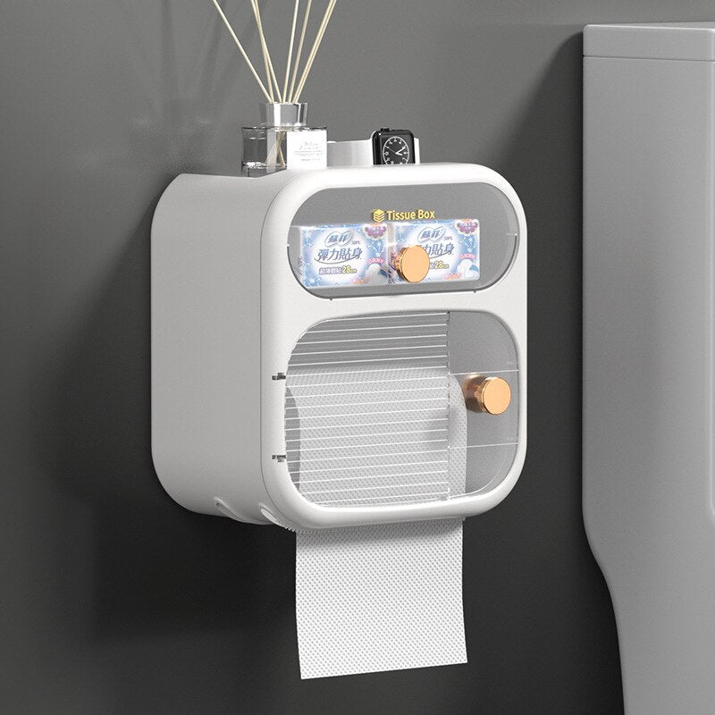 Space-Saving Bathroom Toilet Paper Holder Storage Box