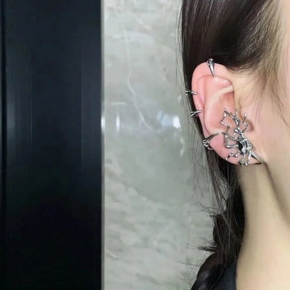 Edgy Black Web Drop Earring