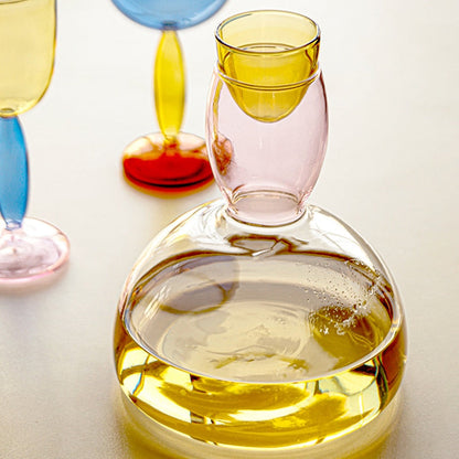 Colorful Glass Pitcher and Tumbler Set