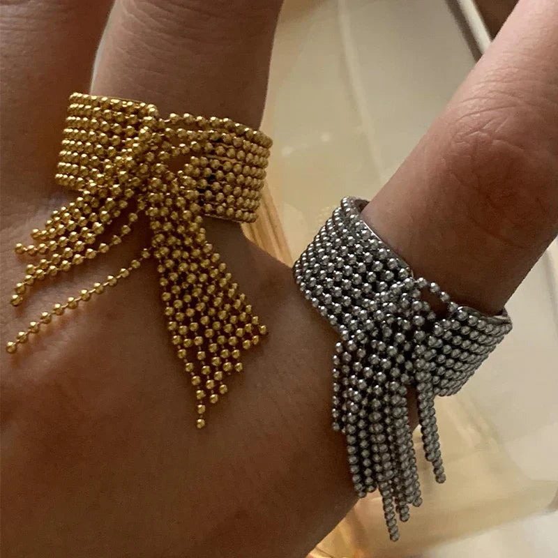 Luxurious Gold Drop Adjustable Cocktail Ring