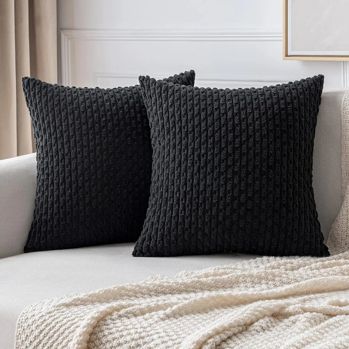 Plush Striped Velvet Accent Pillow in Chic Bohemian Style