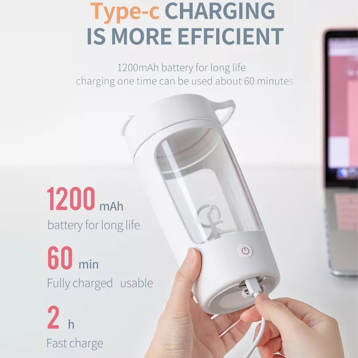 Powerful Portable Electric Protein Blender Mixer