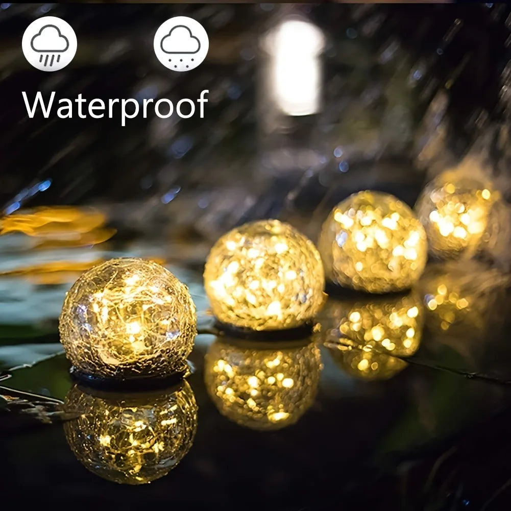 Solar Powered Glass Globe Outdoor Lamp