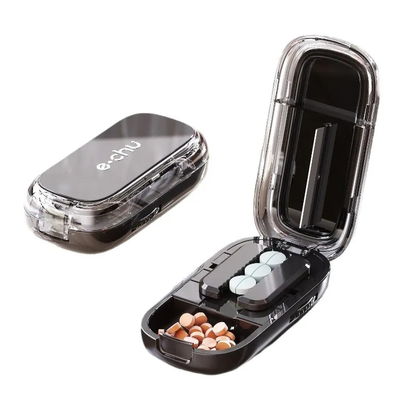Portable Compact Pill Box Cutter Container