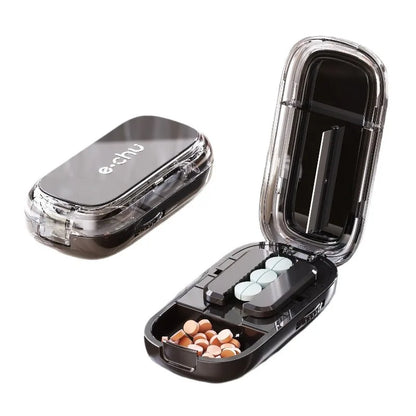 Portable Compact Pill Box Cutter Container
