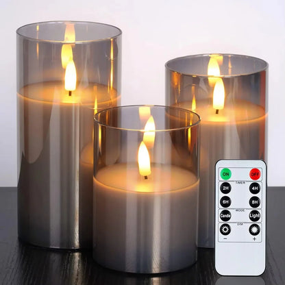 Warm LED Glass Candle Set with Remote Control