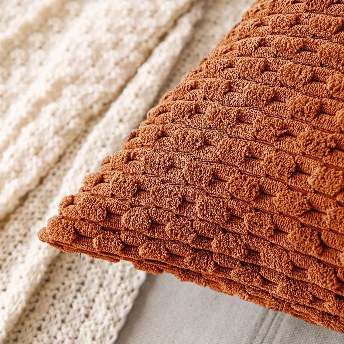 Plush Striped Velvet Accent Pillow in Chic Bohemian Style